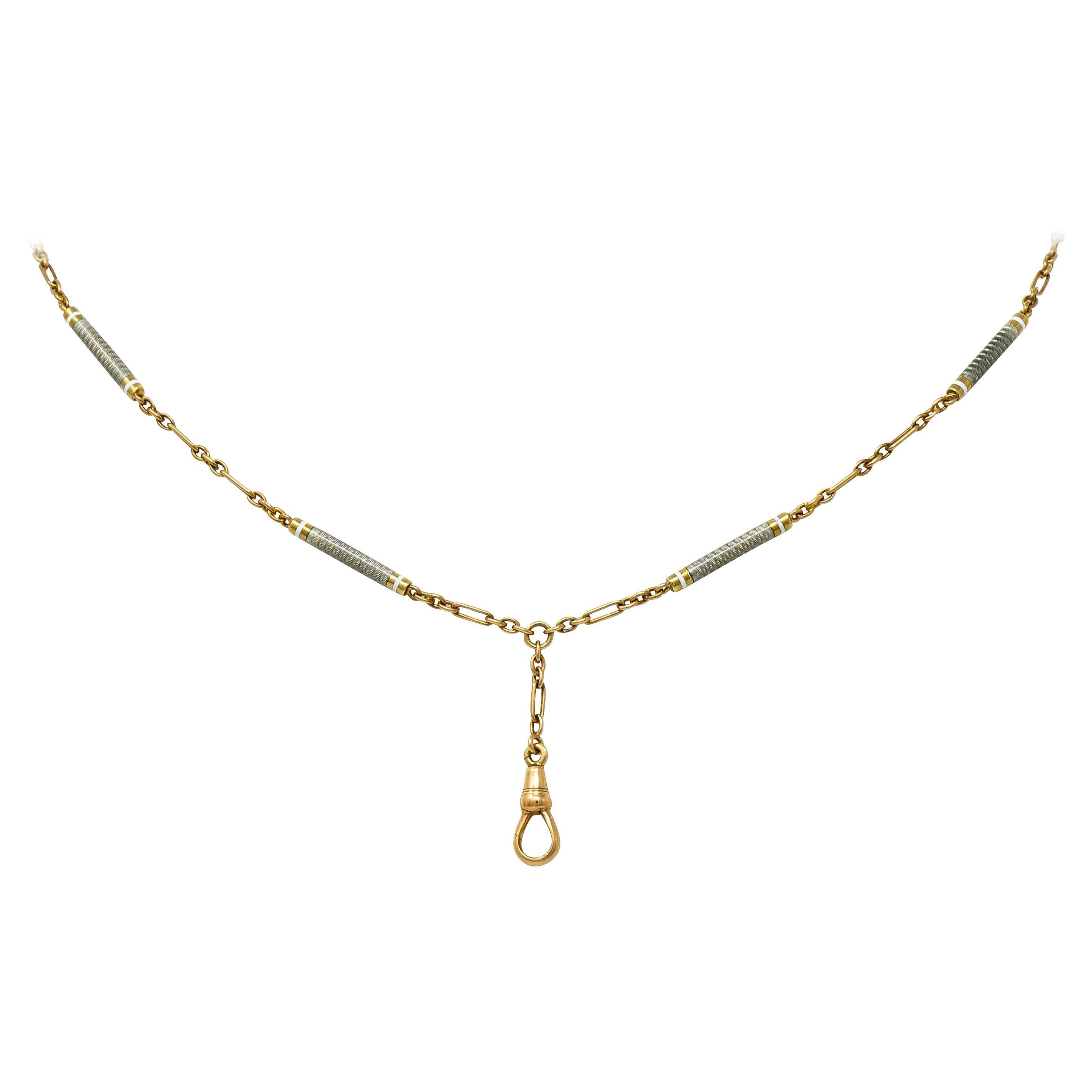 Carter & Gough Emaille 14 Karat Gold Barrel Link Kette Halskette