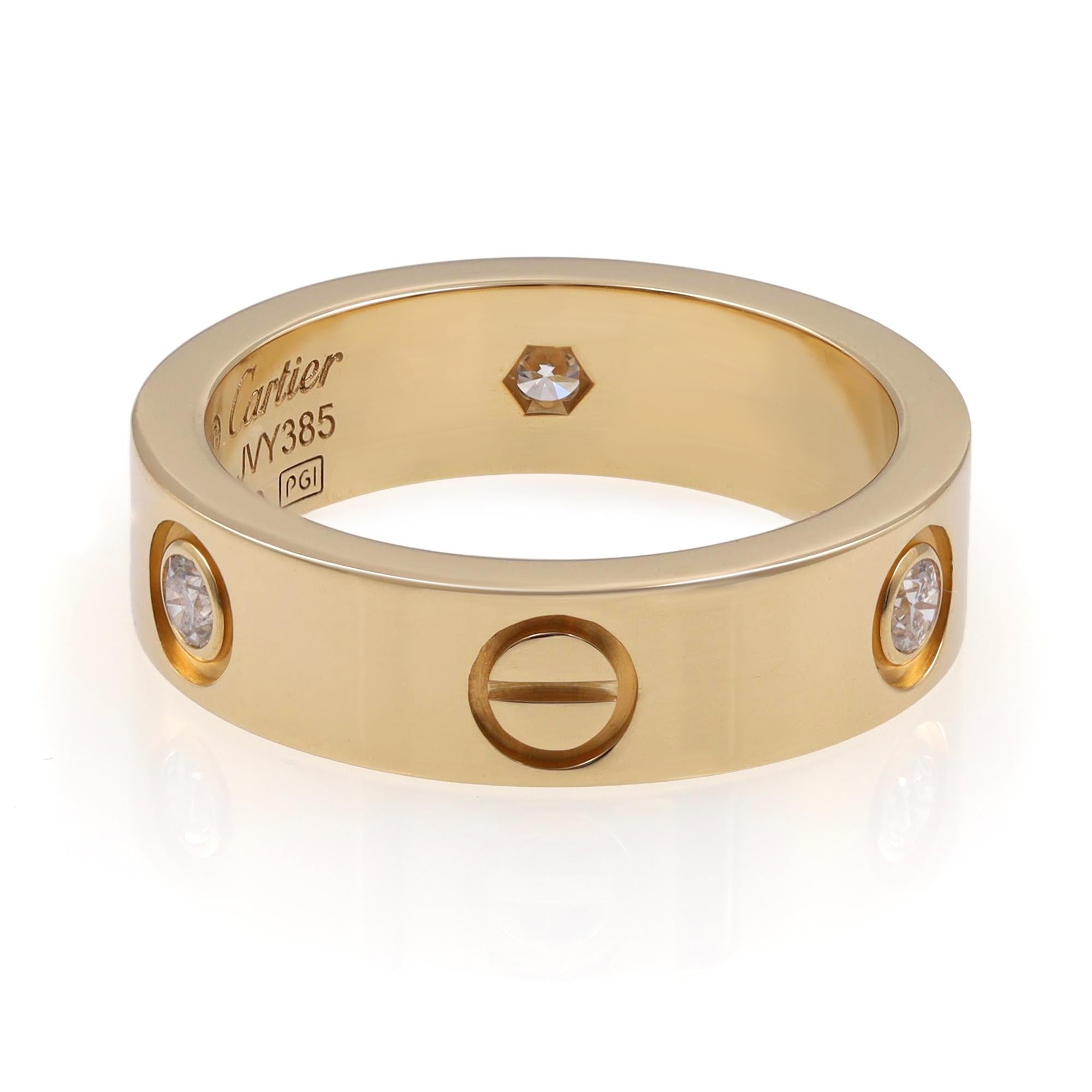Carter Carter Love Ring, 3 Diamanten, 18 Karat Gelbgold (Moderne)