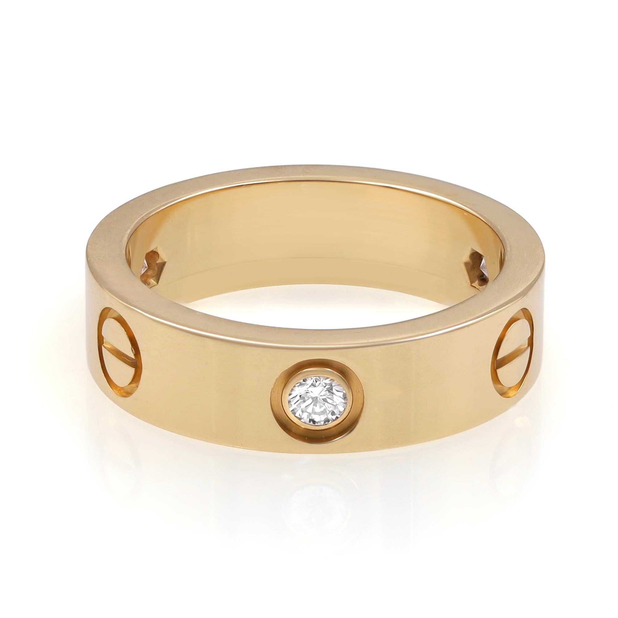 Carter Carter Love Ring, 3 Diamanten, 18 Karat Gelbgold im Zustand „Hervorragend“ in New York, NY