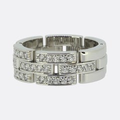 Carter Maillon Panthère Triple Row Half-Paved Diamond Ring Size P (56)
