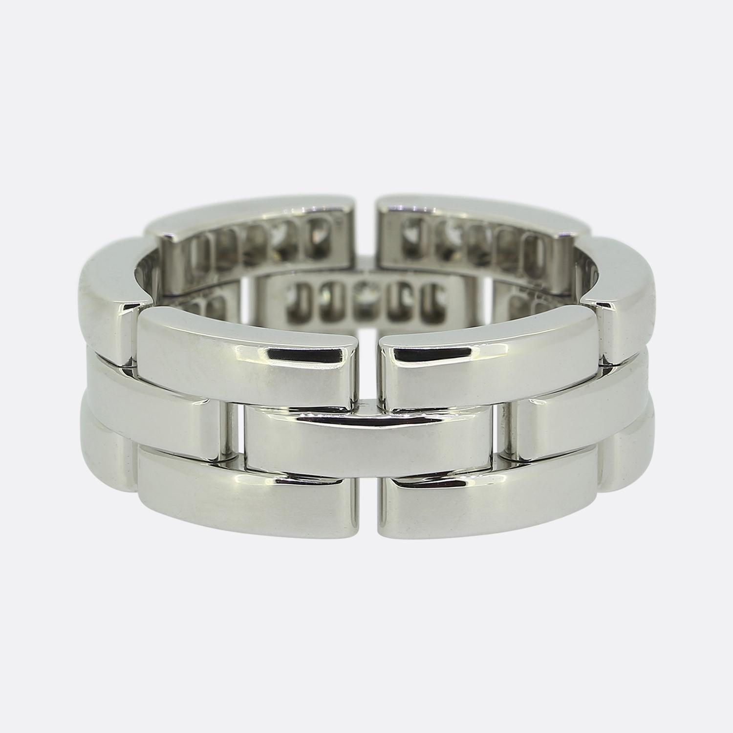 Carter Maillon Panthère Triple Row Half-Paved Diamond Ring Size P (56) In Excellent Condition For Sale In London, GB