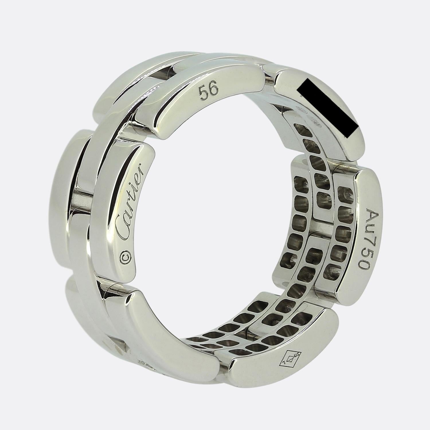 Women's or Men's Carter Maillon Panthère Triple Row Half-Paved Diamond Ring Size P (56) For Sale