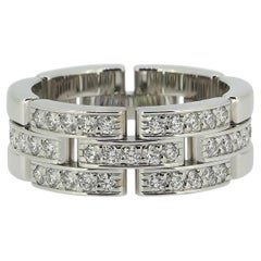 Carter Maillon Panthère Bague à trois rangs de diamants semi-pavés Taille P (56)