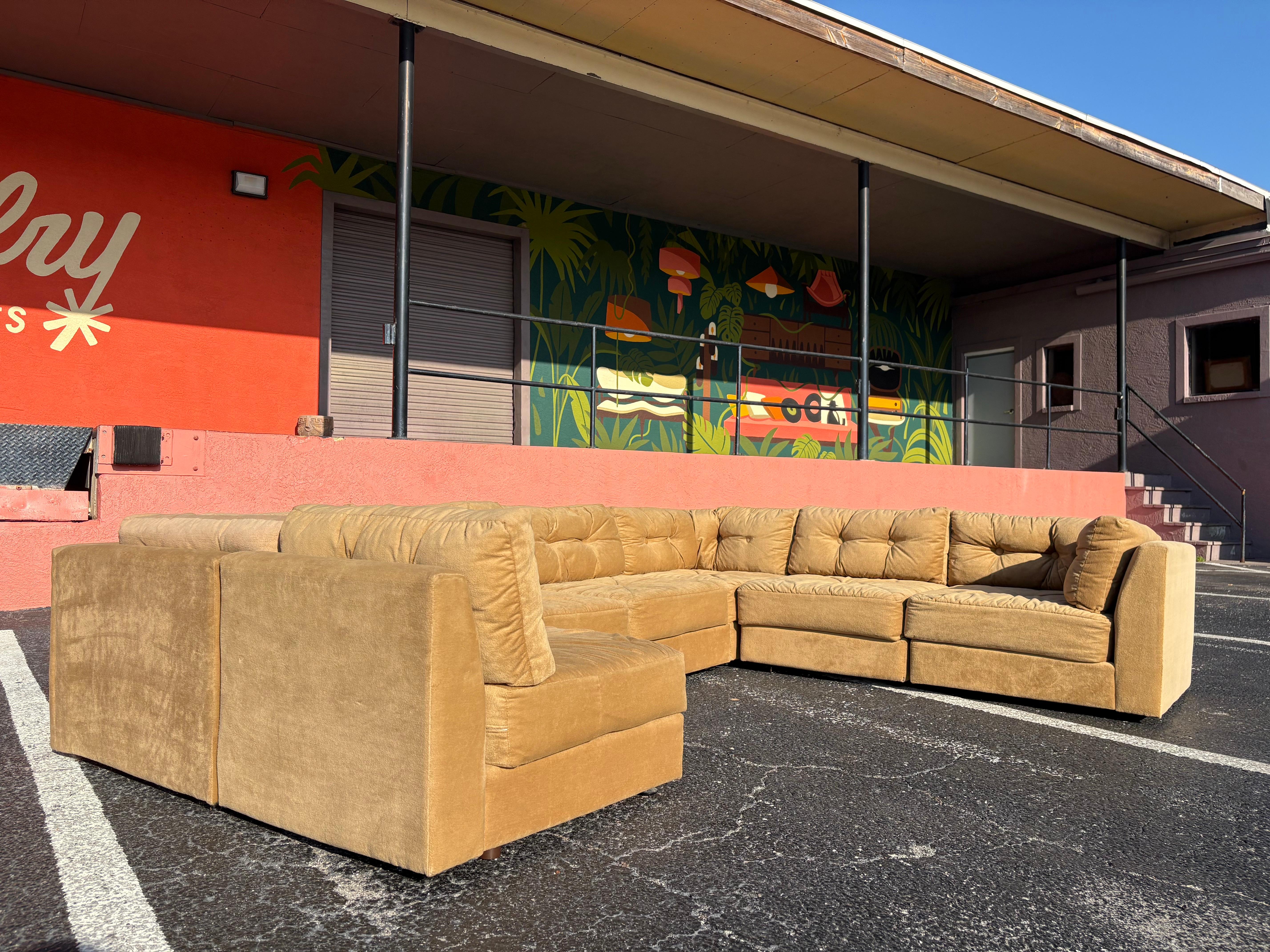 American Carter Mid Century Modular Pit Sectional Sofa, 7 pieces