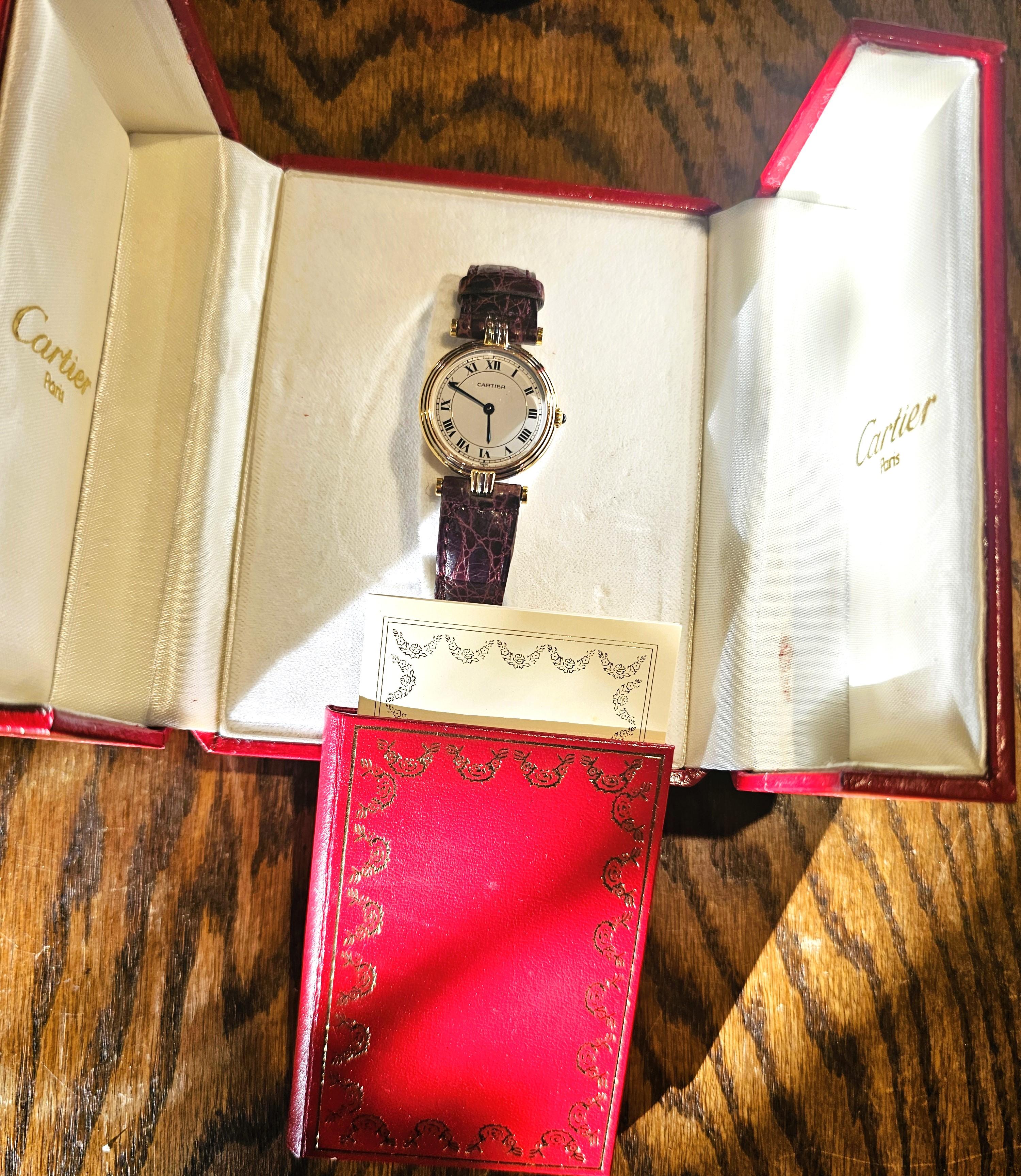 Art Deco Carter Paris Vendome Trinity LC 18K White-Yellow-Rose gold. 24x31mm Circa 1990's For Sale