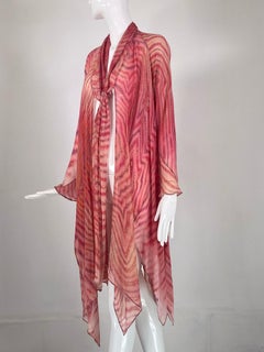 Carter Smith Silk Crepe Shibori Bias Cut Tie Front Coat