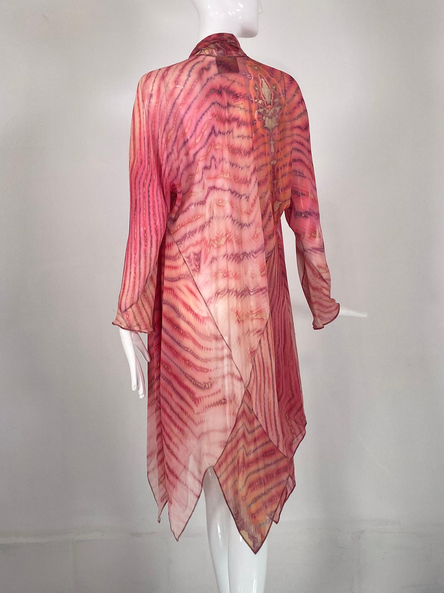 Carter Smith Silk Crepe Shibori Bias Cut Tie Front Coat In Good Condition For Sale In West Palm Beach, FL