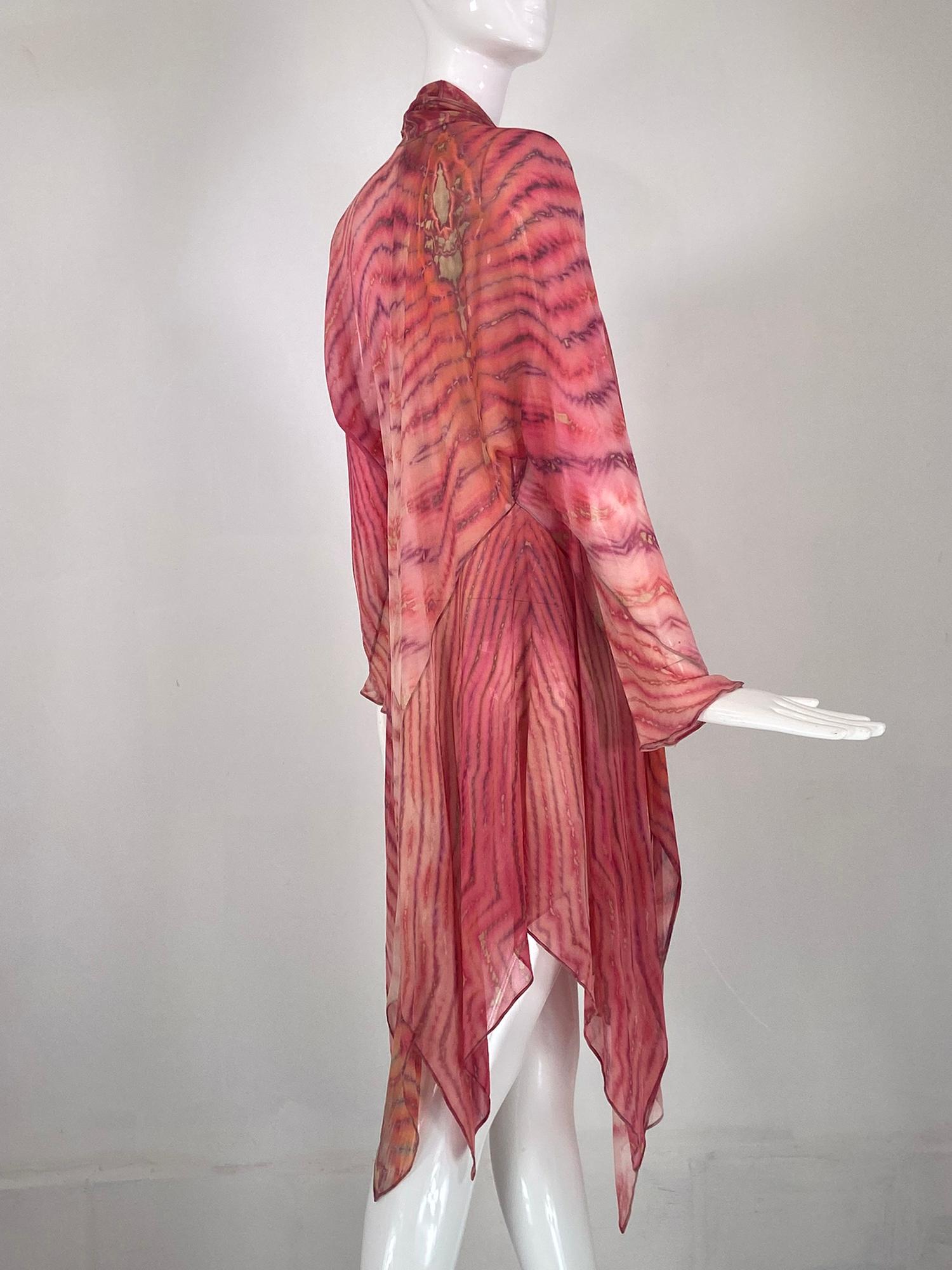 Women's Carter Smith Silk Crepe Shibori Bias Cut Tie Front Coat For Sale