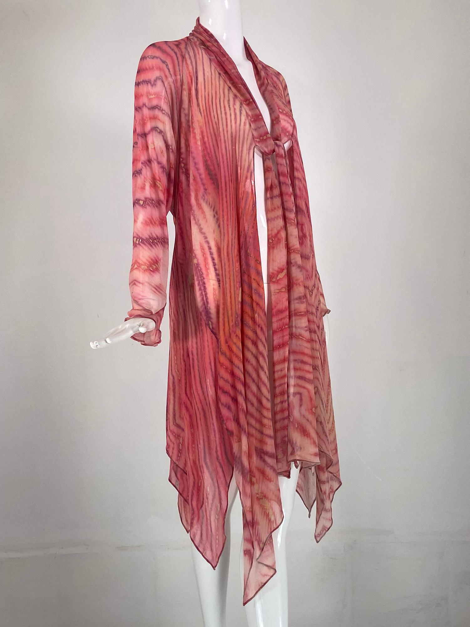 Carter Smith Silk Crepe Shibori Bias Cut Tie Front Coat For Sale 2