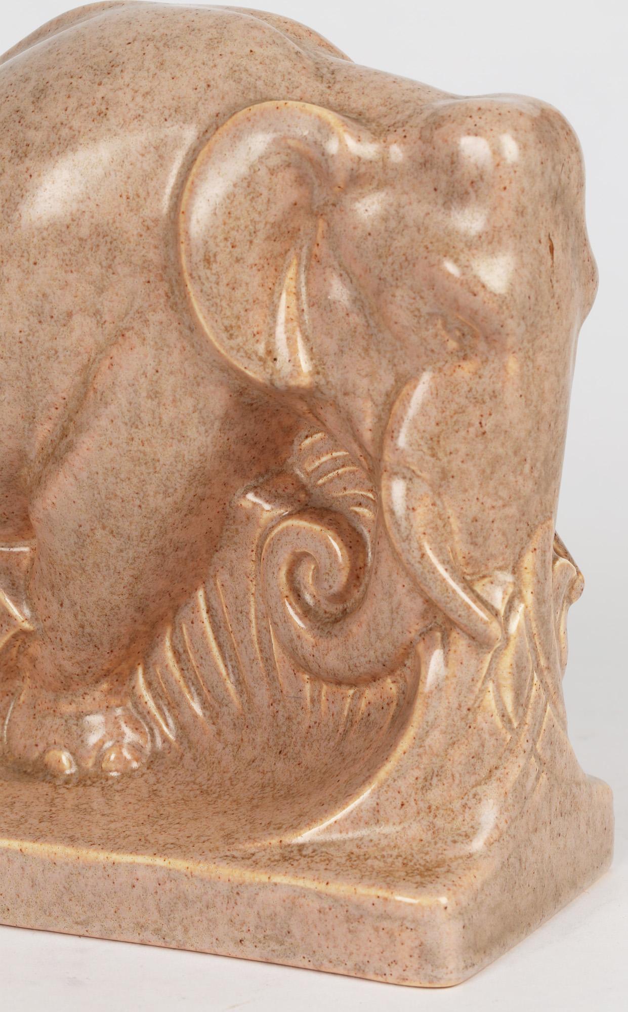 Carter Stabler & Adams Poole Pottery Art Deco Glazed Pottery Elephant Bookends 7