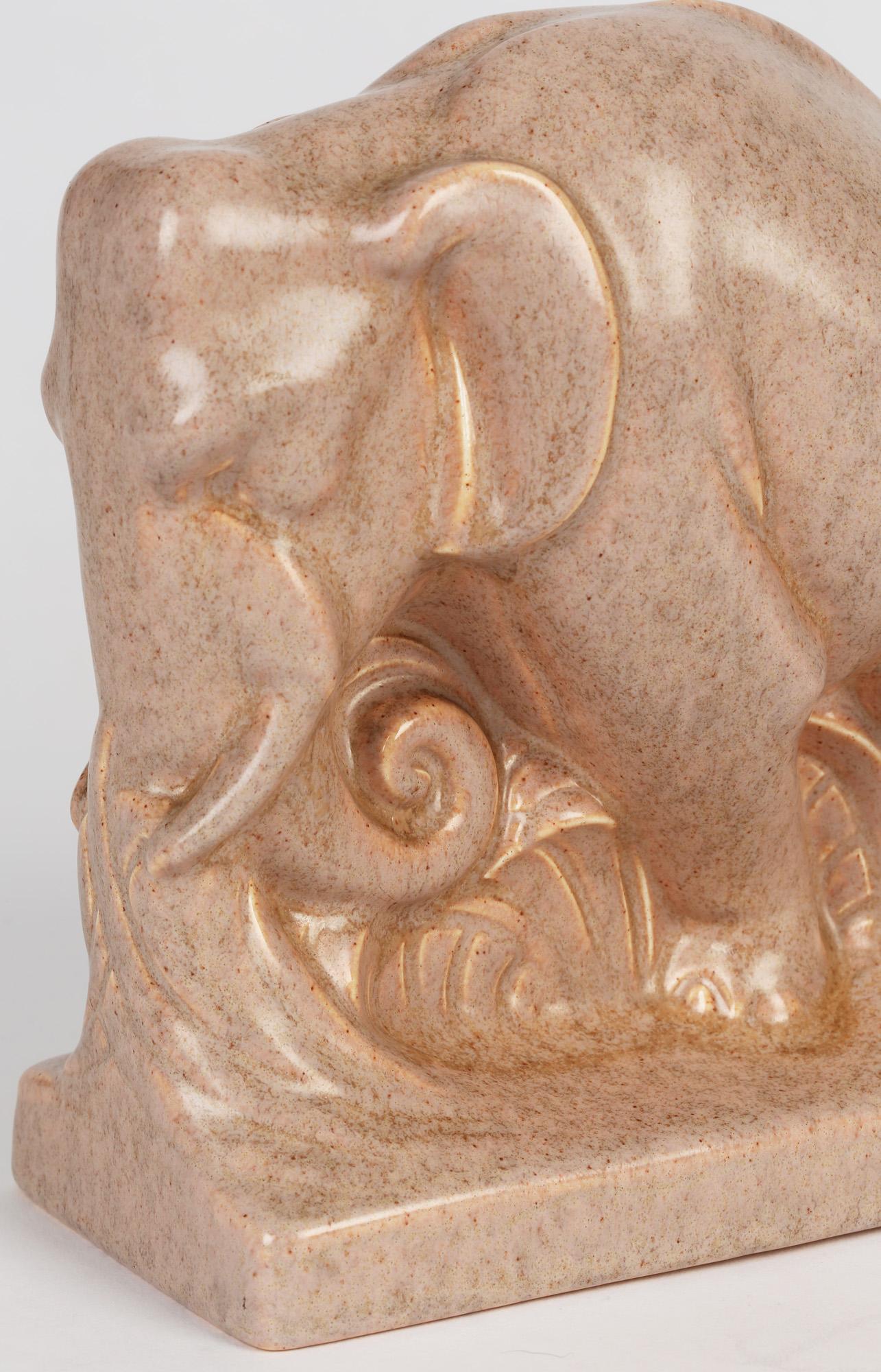Carter Stabler & Adams Poole Pottery Art Deco Glazed Pottery Elephant Bookends 10