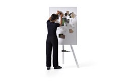 Tableau ardoise Cartesio noir avec cadre noir mat de Lapo Ciatti