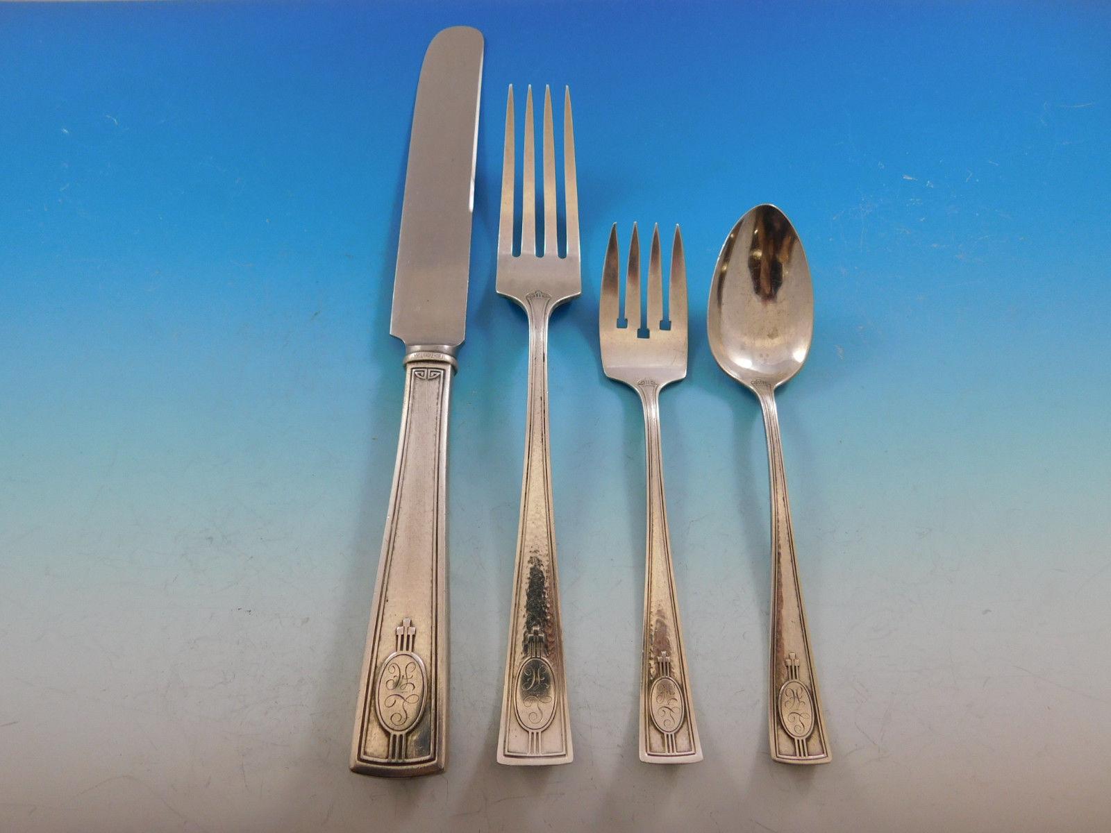 Carthage by Wallace Sterling Silver Flatware Set 12 Service 124 Pcs Dinner Chest In Excellent Condition For Sale In Big Bend, WI