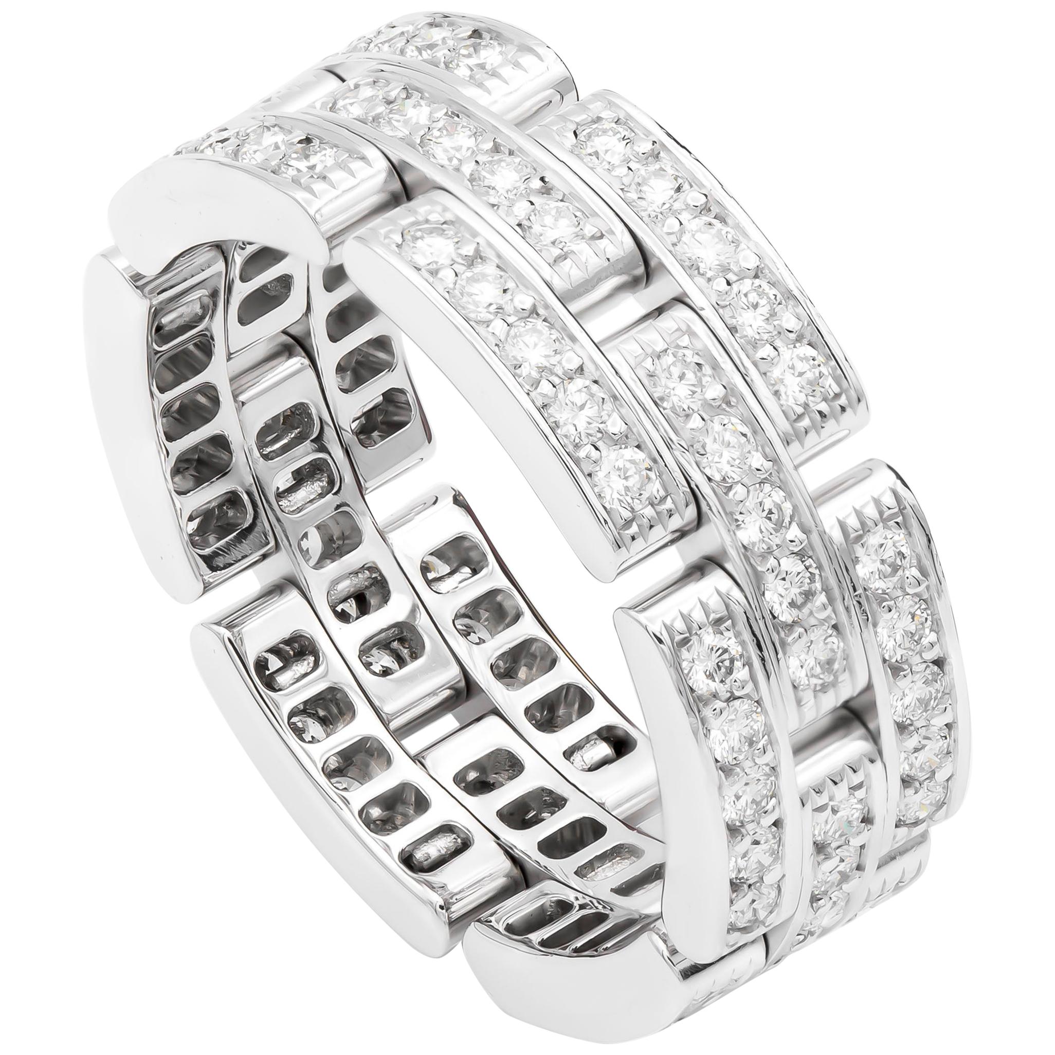 Cartier Maillon Panthère Ring, 3 Diamond Pave Rows