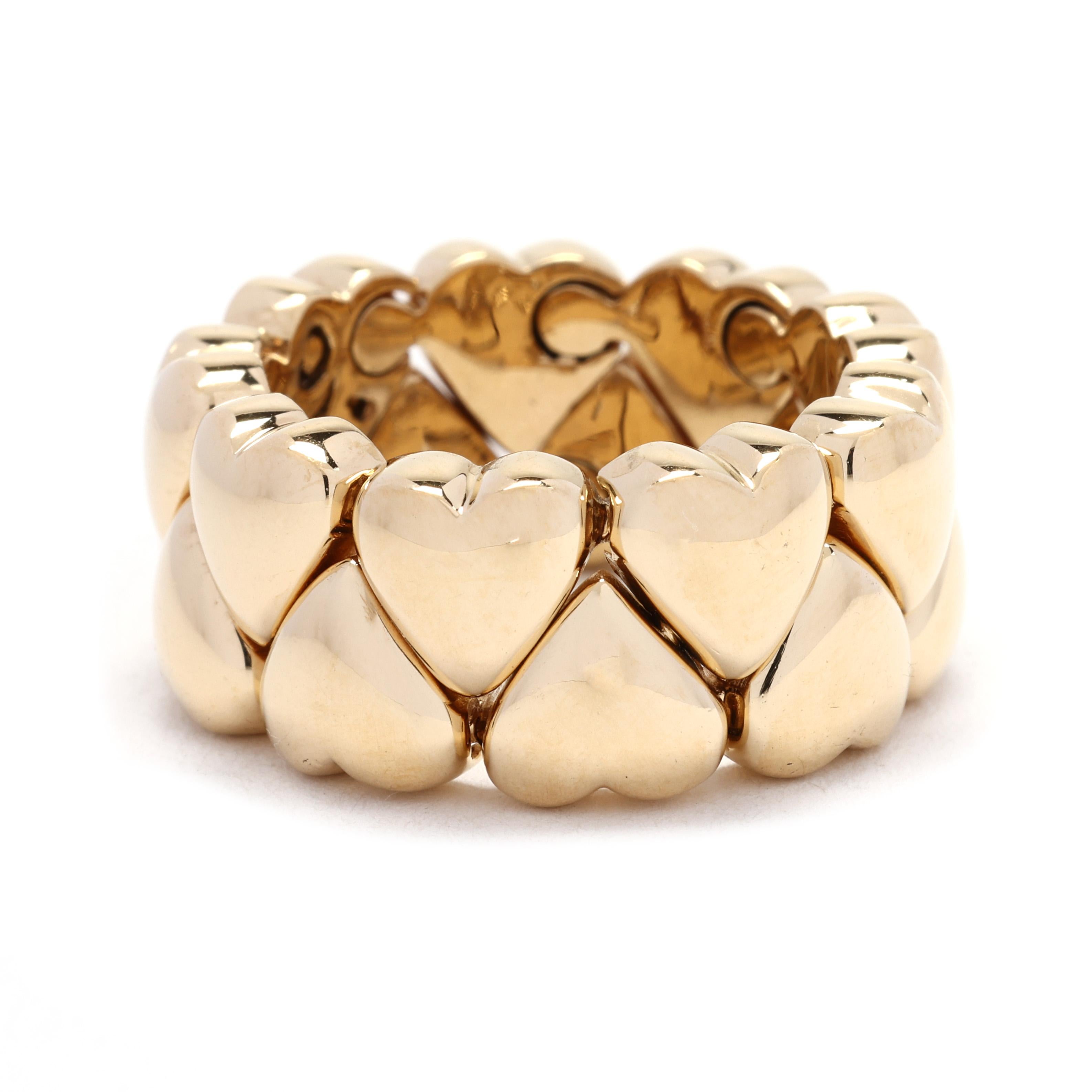 Brilliant Cut Cartier 0.10ctw Diamond Multi Heart Ring, 18k Yellow Gold, Thick Band Ring
