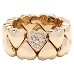 Cartier 0.10ctw Diamond Multi Heart Ring, 18k Yellow Gold, Thick Band Ring
