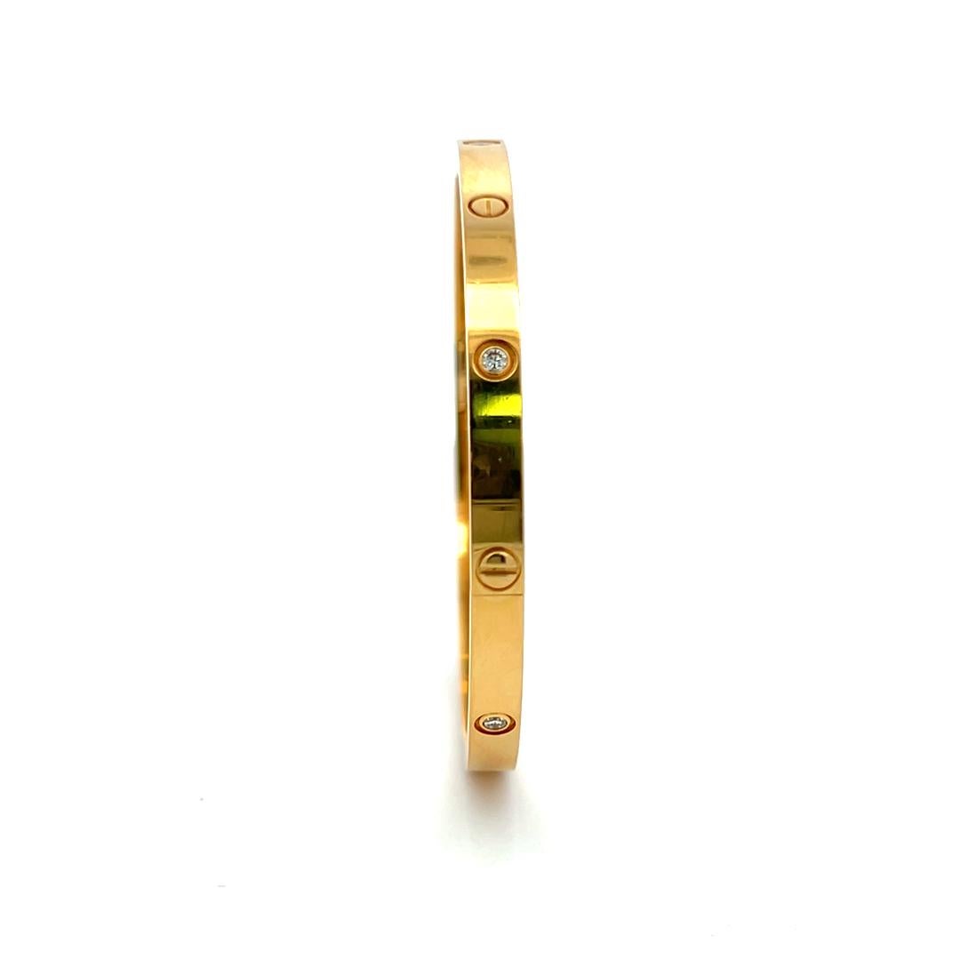Cartier 0,15 carati di diamante rotondo in oro giallo 18 carati Bracciale dell'amore con Cert Misura 16 in vendita 5