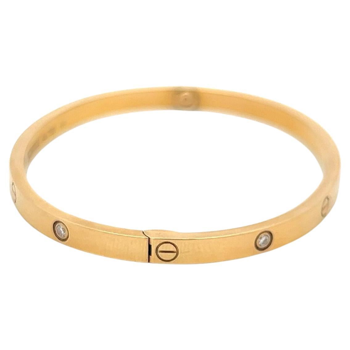 Cartier 0,15 carati di diamante rotondo in oro giallo 18 carati Bracciale dell'amore con Cert Misura 16 in vendita