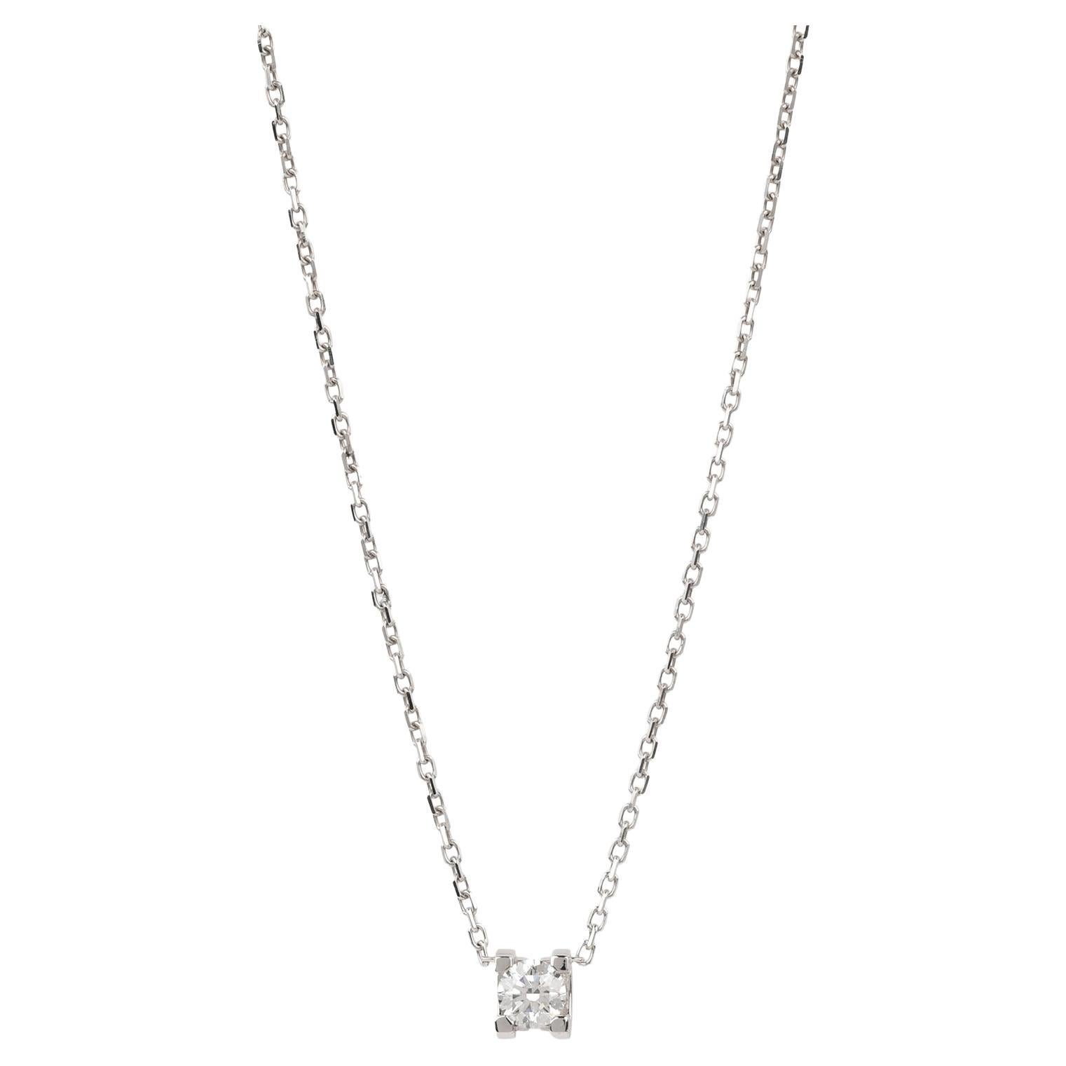 Cartier 0,18ct Diamante taglio Briliant C de Cartier Collana in oro bianco 18ct