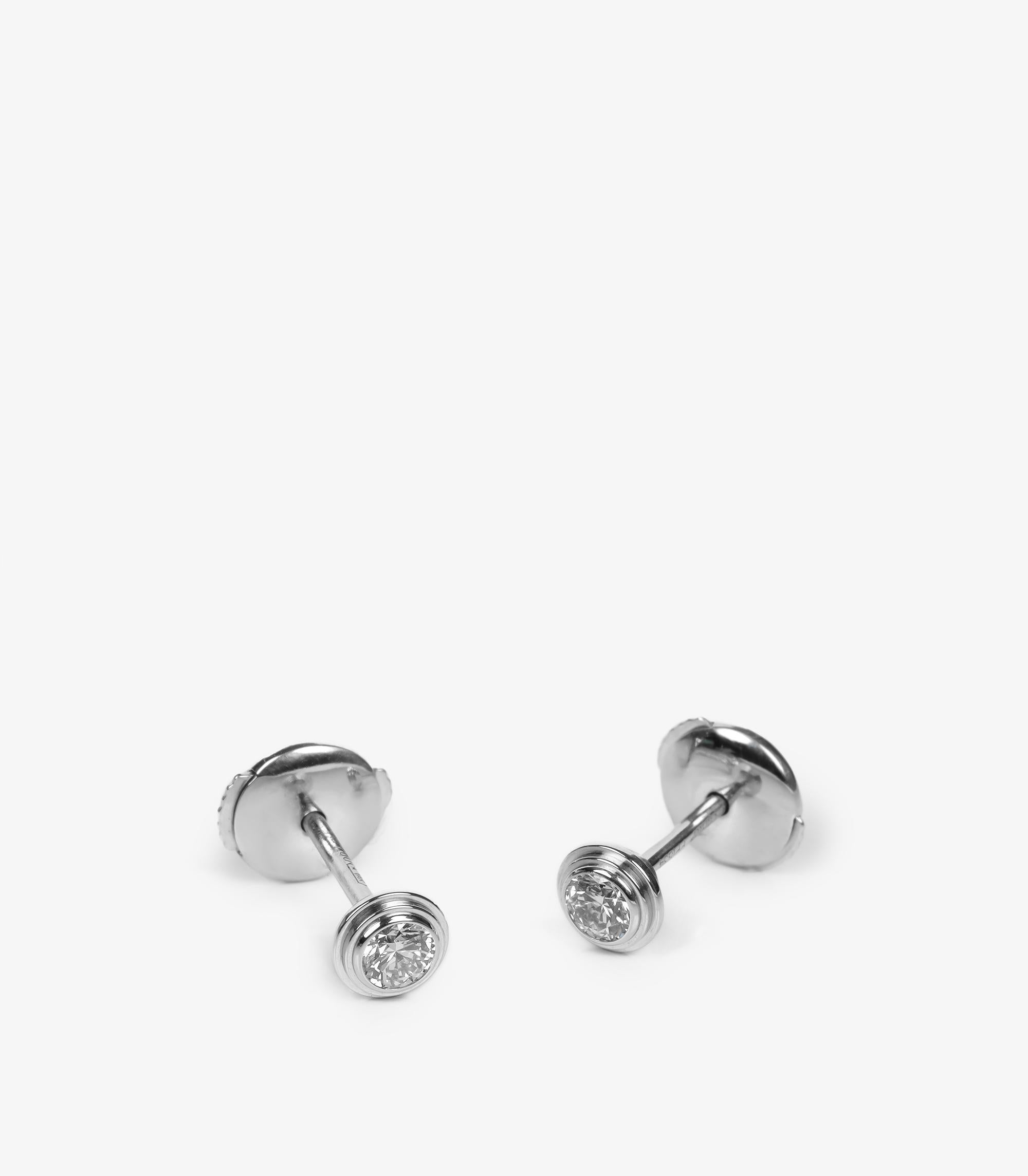 Brilliant Cut Cartier 0.18ct Diamond 18ct White Gold D'amour Small Stud Earrings For Sale