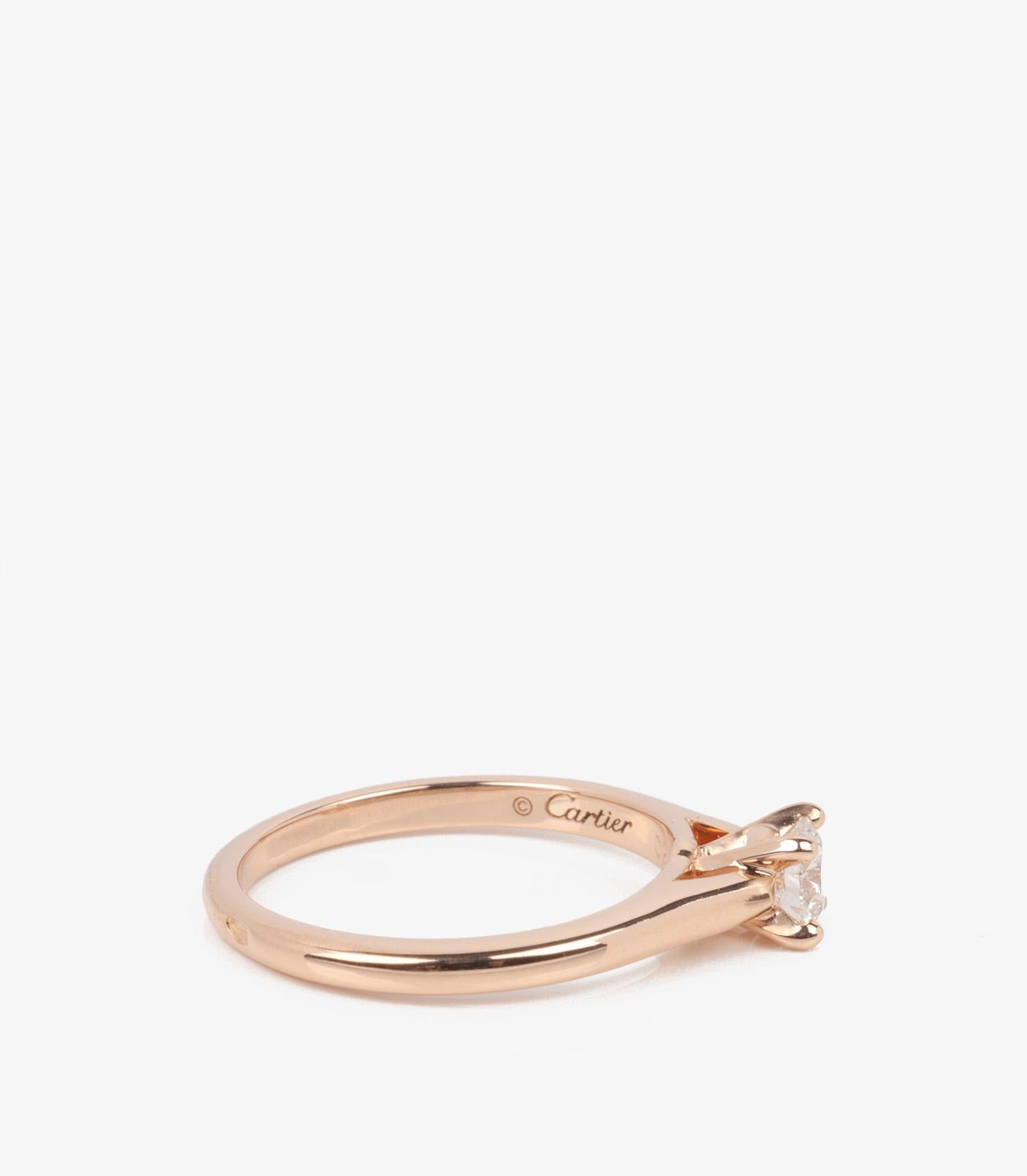 Women's Cartier 0.24ct Brilliant Cut Solitaire Diamond 18ct Rose Gold 1895 Ring For Sale