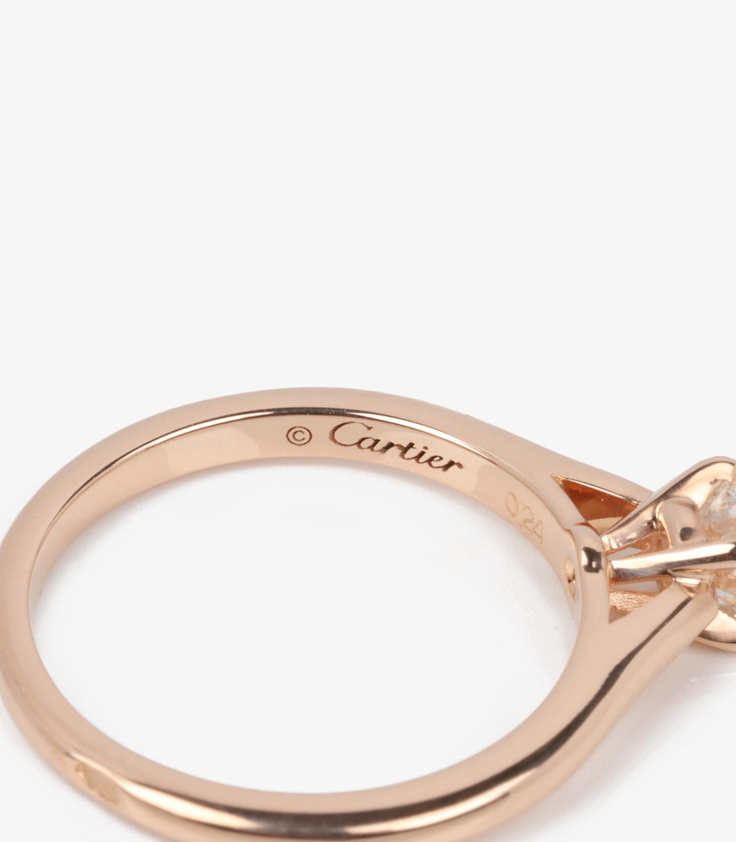 Cartier 0.24ct Brilliant Cut Solitaire Diamond 18ct Rose Gold 1895 Ring For Sale 2