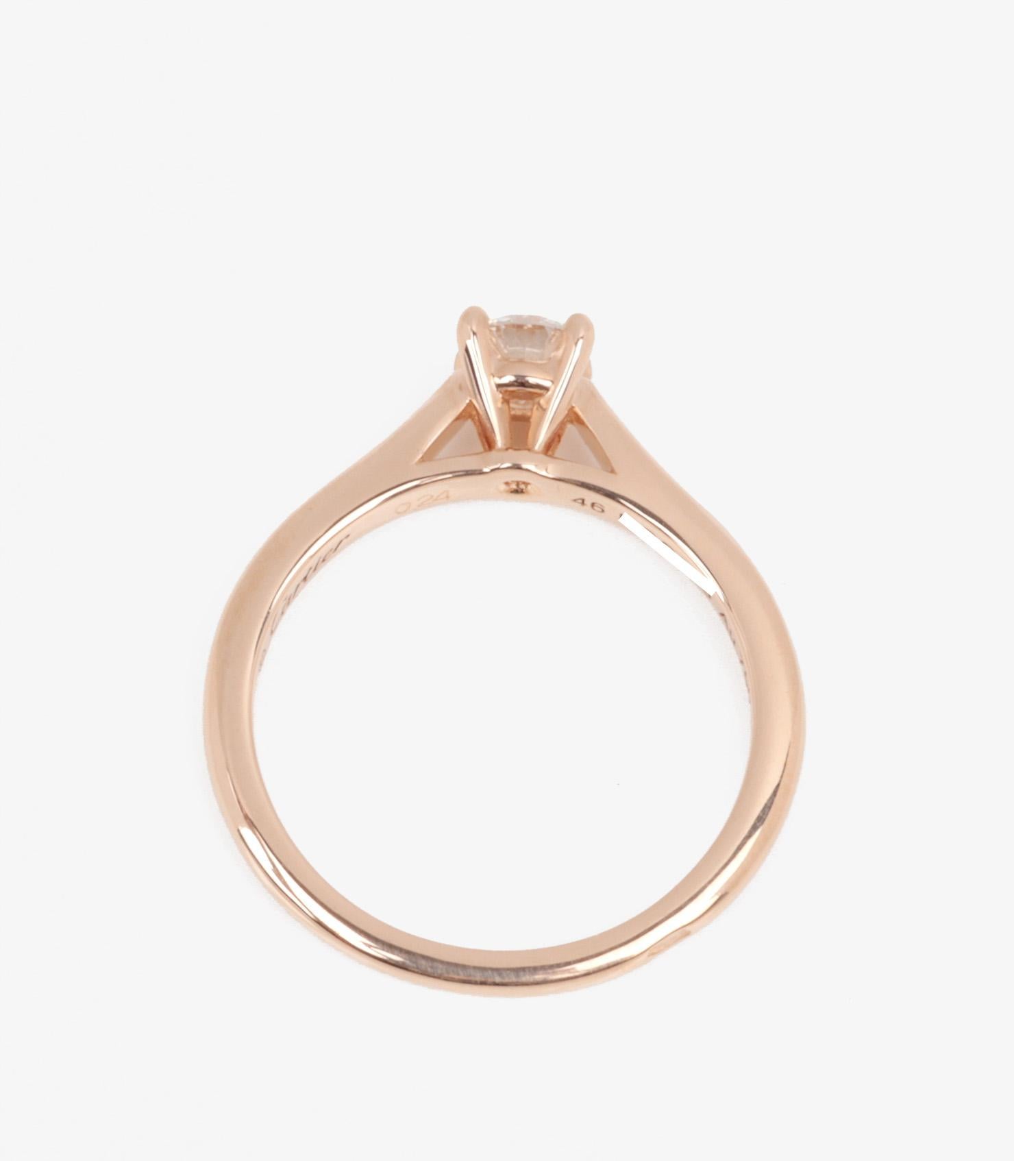 Cartier 0.24ct Brilliant Cut Solitaire Diamond 18ct Rose Gold 1895 Ring For Sale 3