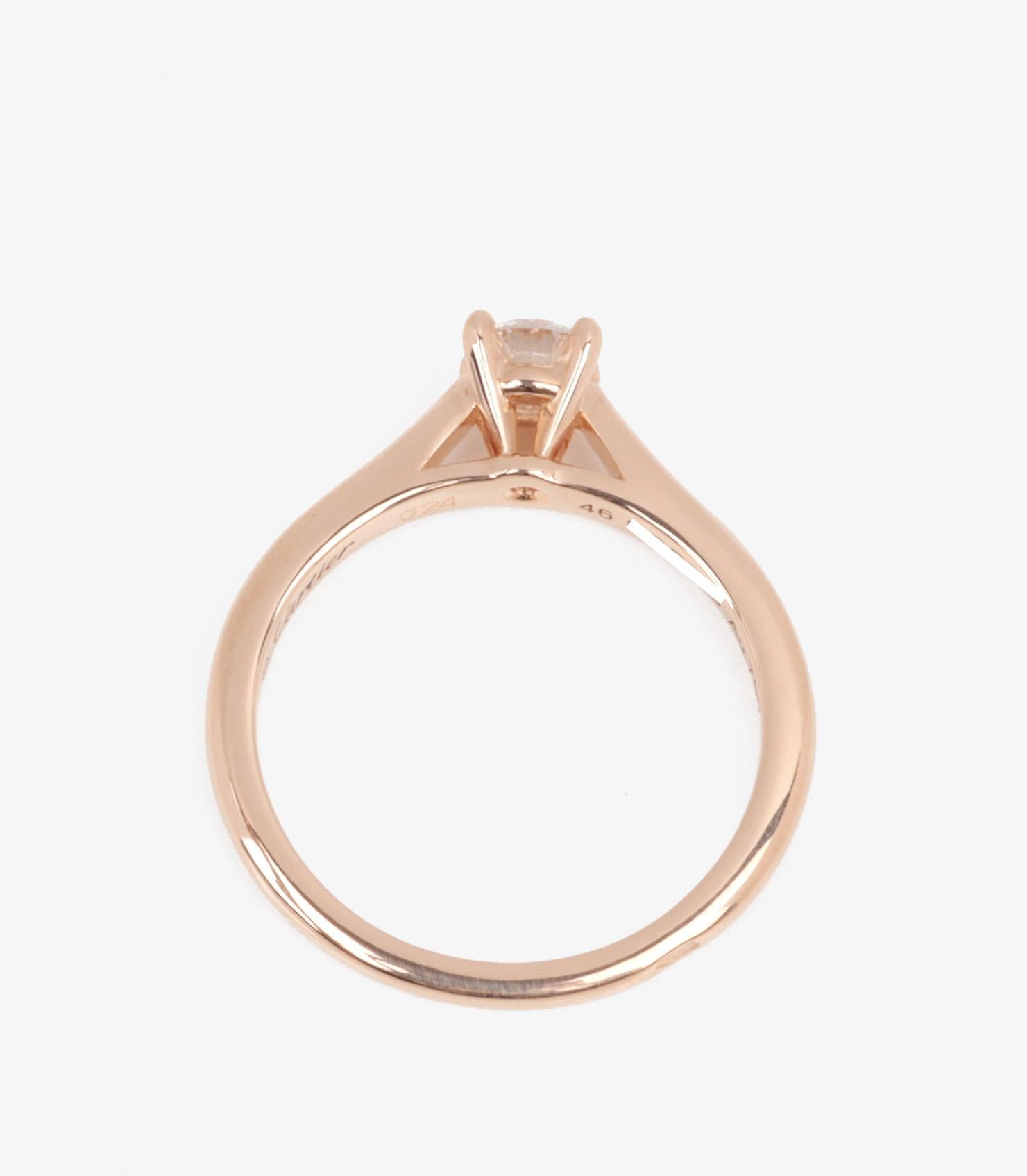 Cartier 0.24ct Brilliant Cut Solitaire Diamond 18ct Rose Gold 1895 Ring For Sale 3
