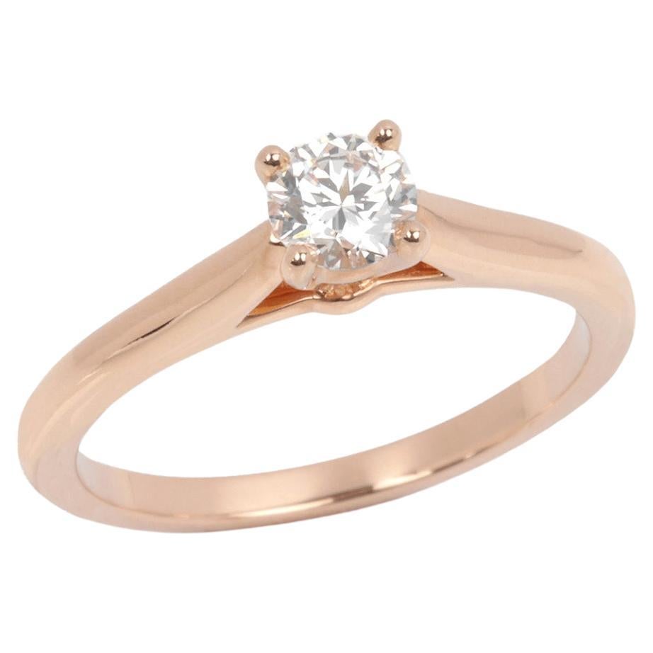 Cartier 0.24ct Brilliant Cut Solitaire Diamond 18ct Rose Gold 1895 Ring For Sale