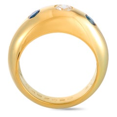 Cartier 0.25 Carat Diamond and Sapphire Yellow Gold Ring