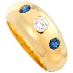 Cartier 0.25 Carat Diamond and Sapphire Yellow Gold Ring