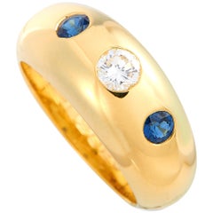 Cartier 0.25 Carat Diamond and Sapphire Yellow Gold Ring