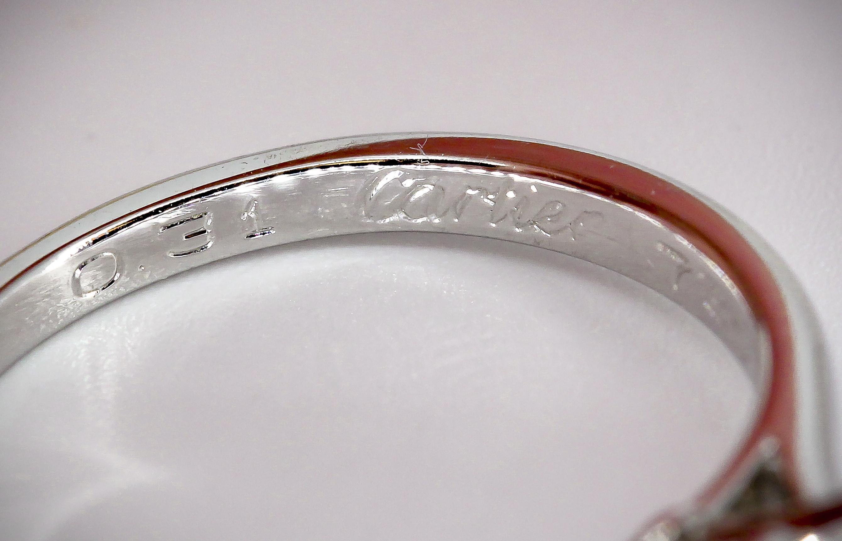 Cartier 0.31 Carat GIA Cert. E VS1 Diamond Platinum Engagement Ring Size 4.5 For Sale 3