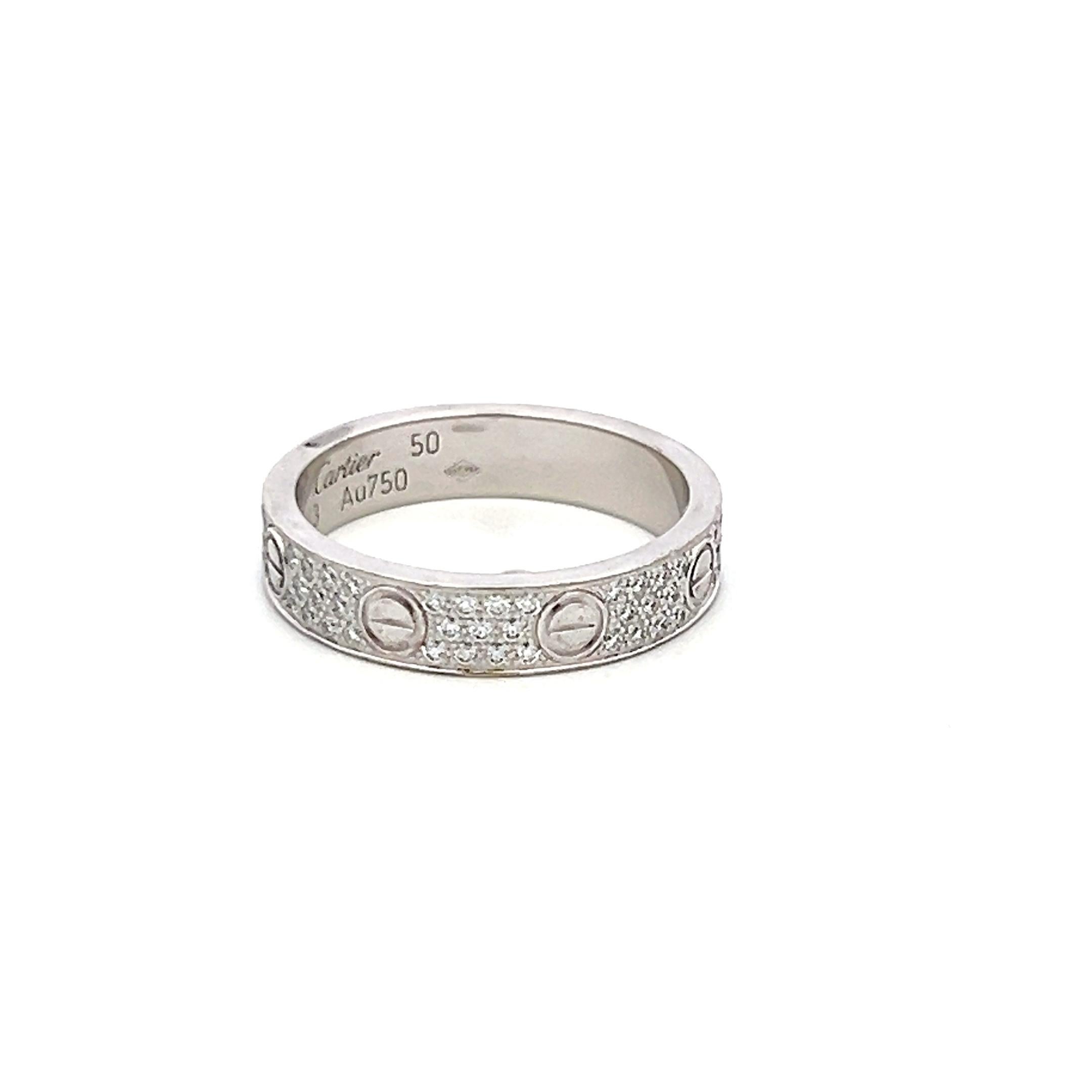 Cartier 0,31 Karat Runder Brillant F VS Diamant 18 Karat Weißgold Liebesring (Rundschliff) im Angebot