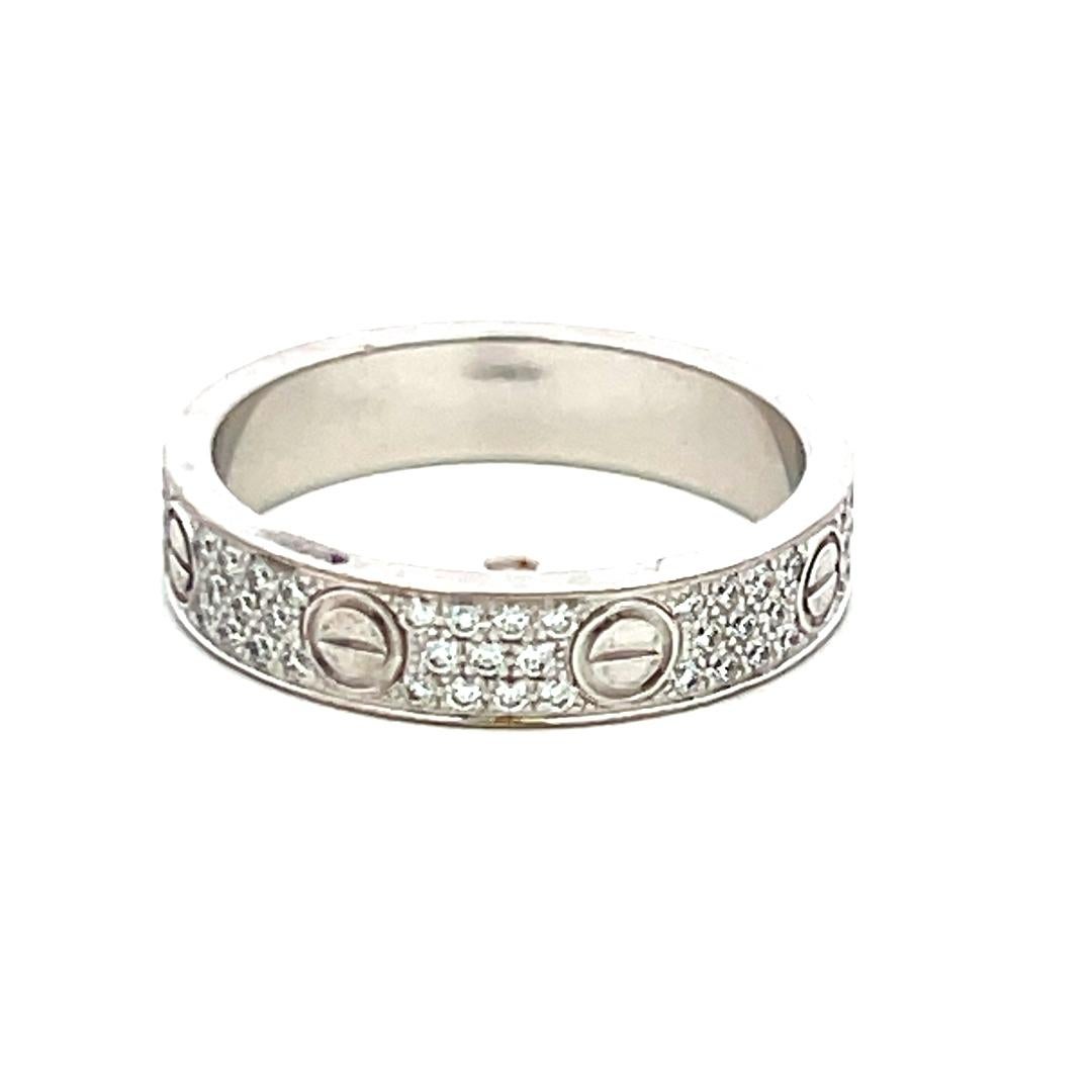 Cartier 0,31 Karat Runder Brillant F VS Diamant 18 Karat Weißgold Liebesring Damen im Angebot