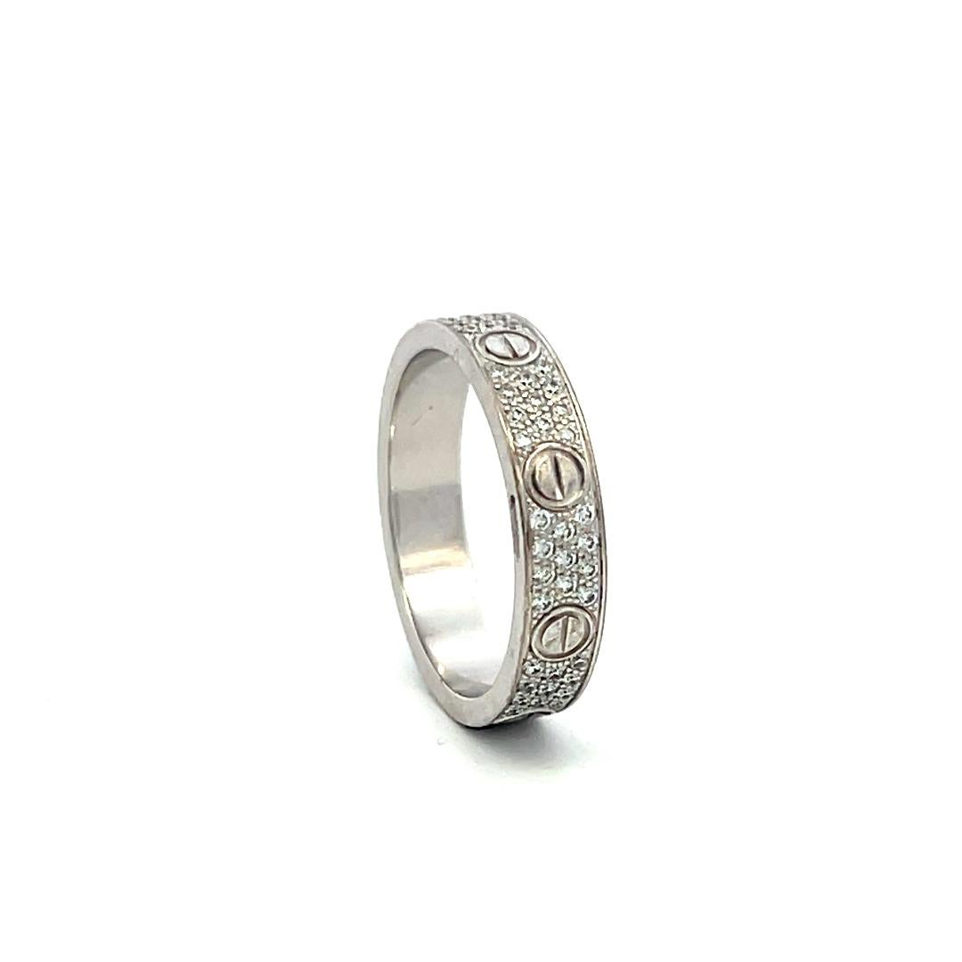 Cartier 0,31 Karat Runder Brillant F VS Diamant 18 Karat Weißgold Liebesring im Angebot 3