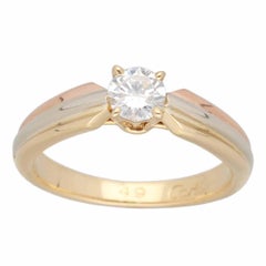 Cartier Trinity Solitaire Ring 0.31ct F-VVS1 Diamond in 18K Tri-Gold
