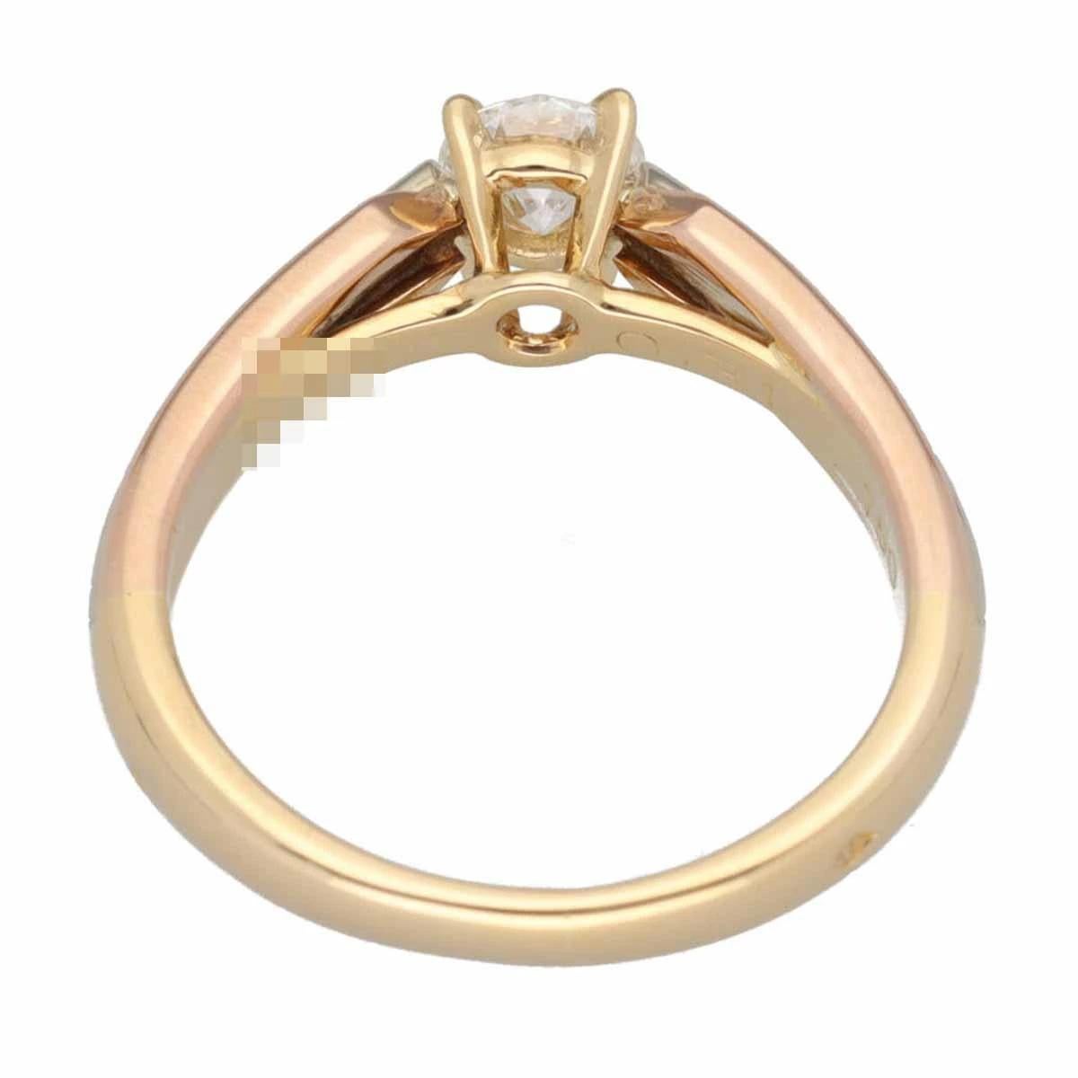 Round Cut Cartier 0.31 Ct Diamond F-VVS1 Solitaire Trinity K18 Yellow White Pink Gold Ring For Sale