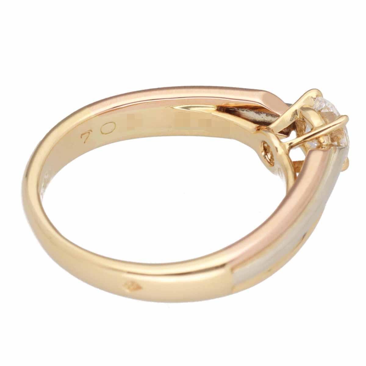 Cartier 0.31 Ct Diamond F-VVS1 Solitaire Trinity K18 Yellow White Pink Gold Ring In Good Condition For Sale In Tokyo, JP