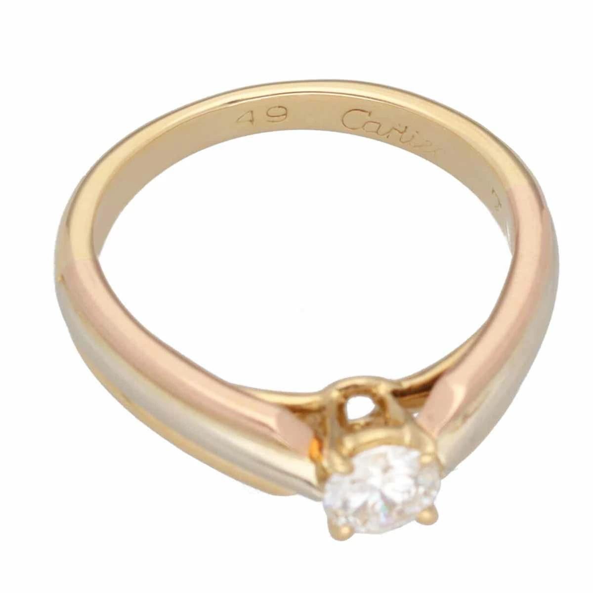 Cartier 0.31 Ct Diamond F-VVS1 Solitaire Trinity K18 Yellow White Pink Gold Ring For Sale 1