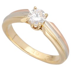 Cartier 0,31 Ct Diamond F-VVS1 Solitär Trinity K18 Gelb Weiß Pink Gold Ring
