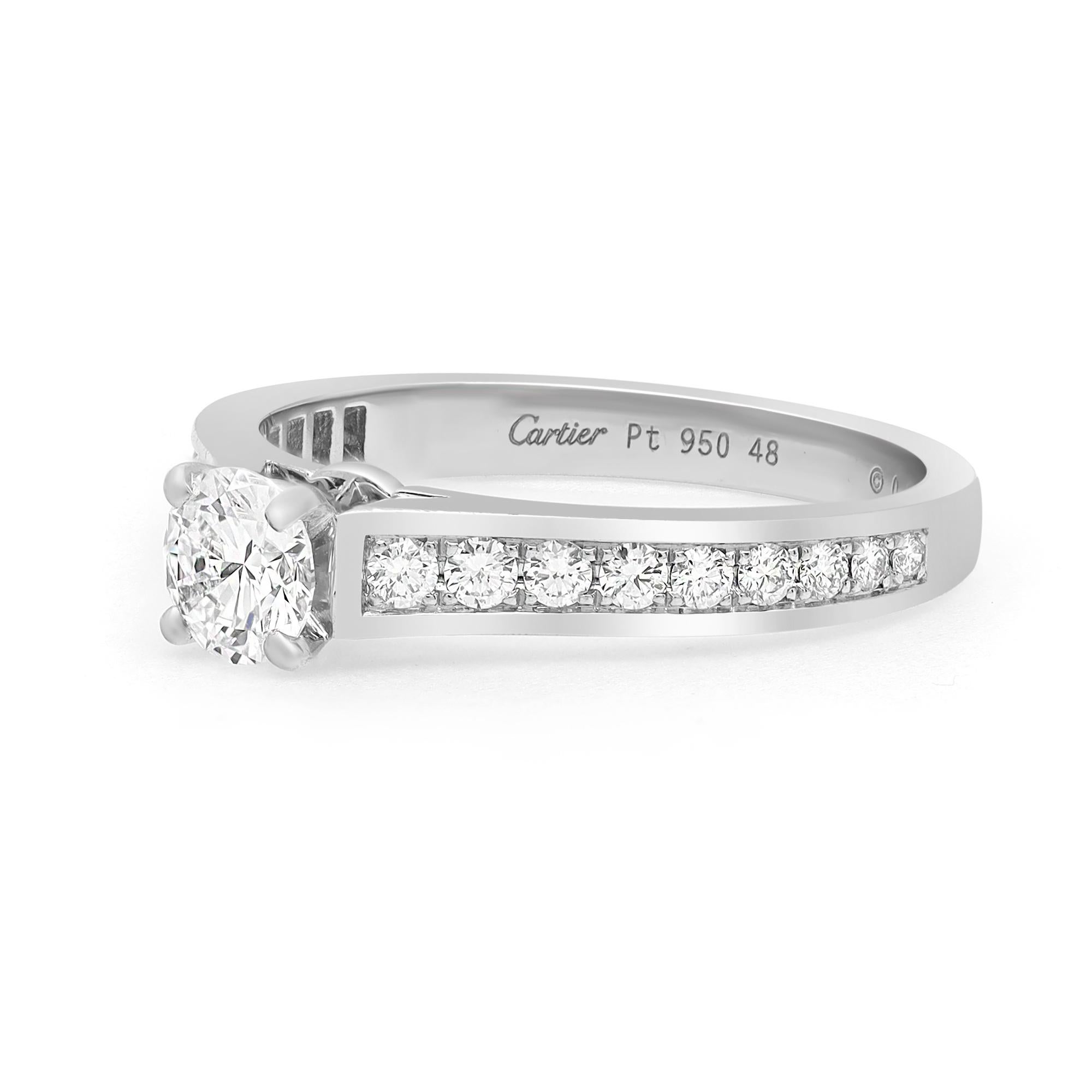 Platin-Verlobungsring mit 0,33 Karat Diamant Solitär von Cartier (Moderne)