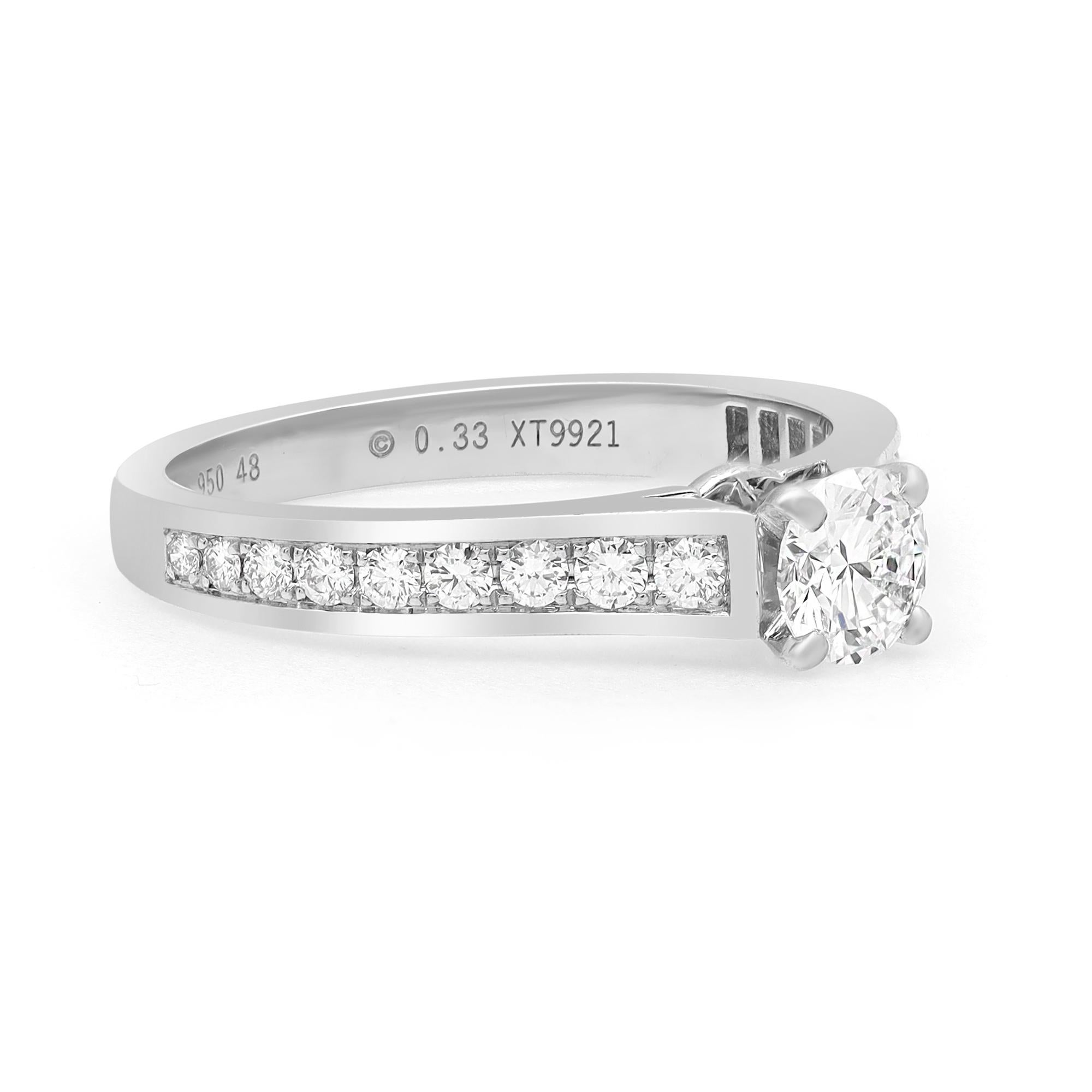 Platin-Verlobungsring mit 0,33 Karat Diamant Solitär von Cartier (Rundschliff)