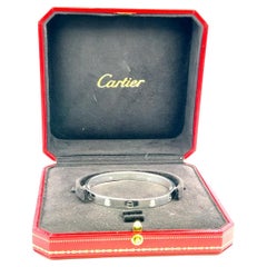 Cartier 0.42 Carat Round Brilliant Diamond 18K White Gold Love Bracelet Size 17