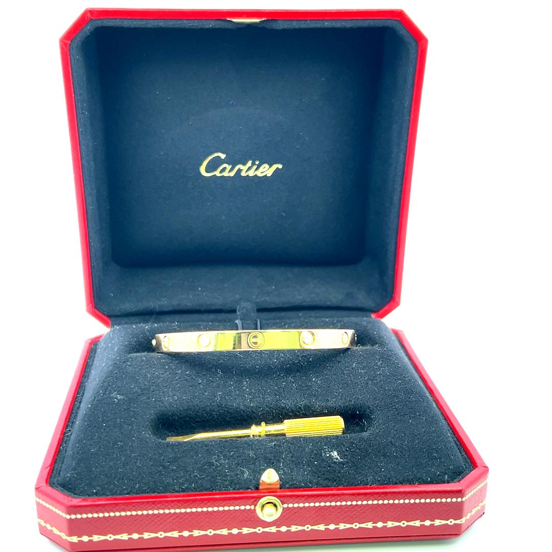 Cartier 0.42 Carat Round Brilliant Diamond 18K Yellow Gold Love Bracelet Size 18 6