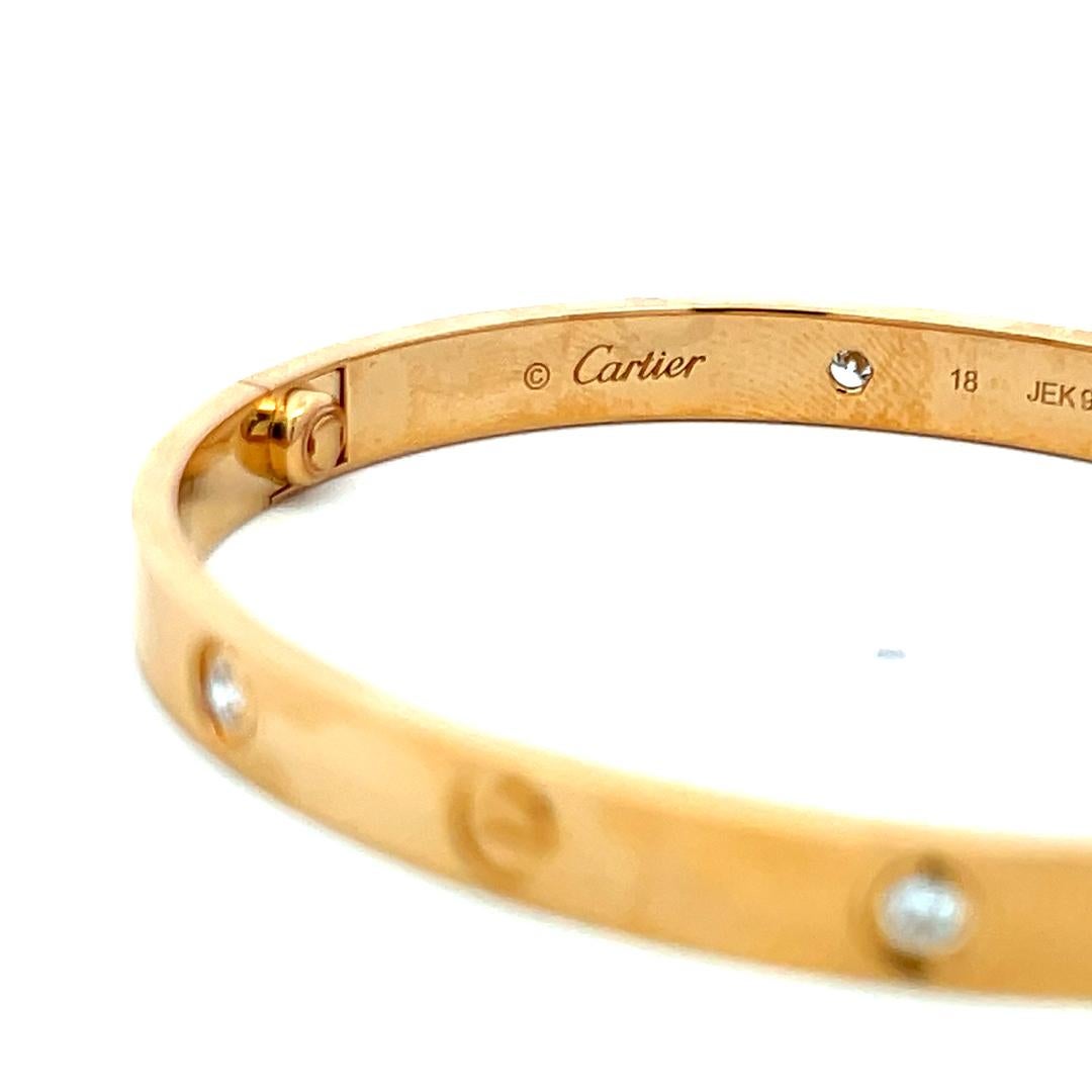 Cartier 0.42 Carat Round Brilliant Diamond 18K Yellow Gold Love Bracelet Size 18 1
