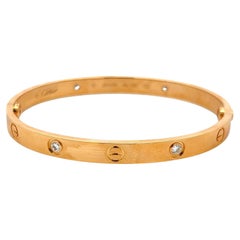 Cartier 0.42 Carat Round Brilliant Diamond 18K Yellow Gold Love Bracelet Size 18