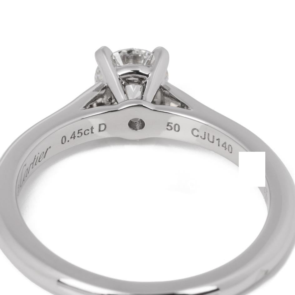 Contemporary Cartier 0.45ct Brilliant Cut Solitaire Diamond Platinum 1895 Ring For Sale