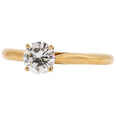 Retro Cartier 0.46 Carat Diamond and 18 Karat Gold Engagement Ring