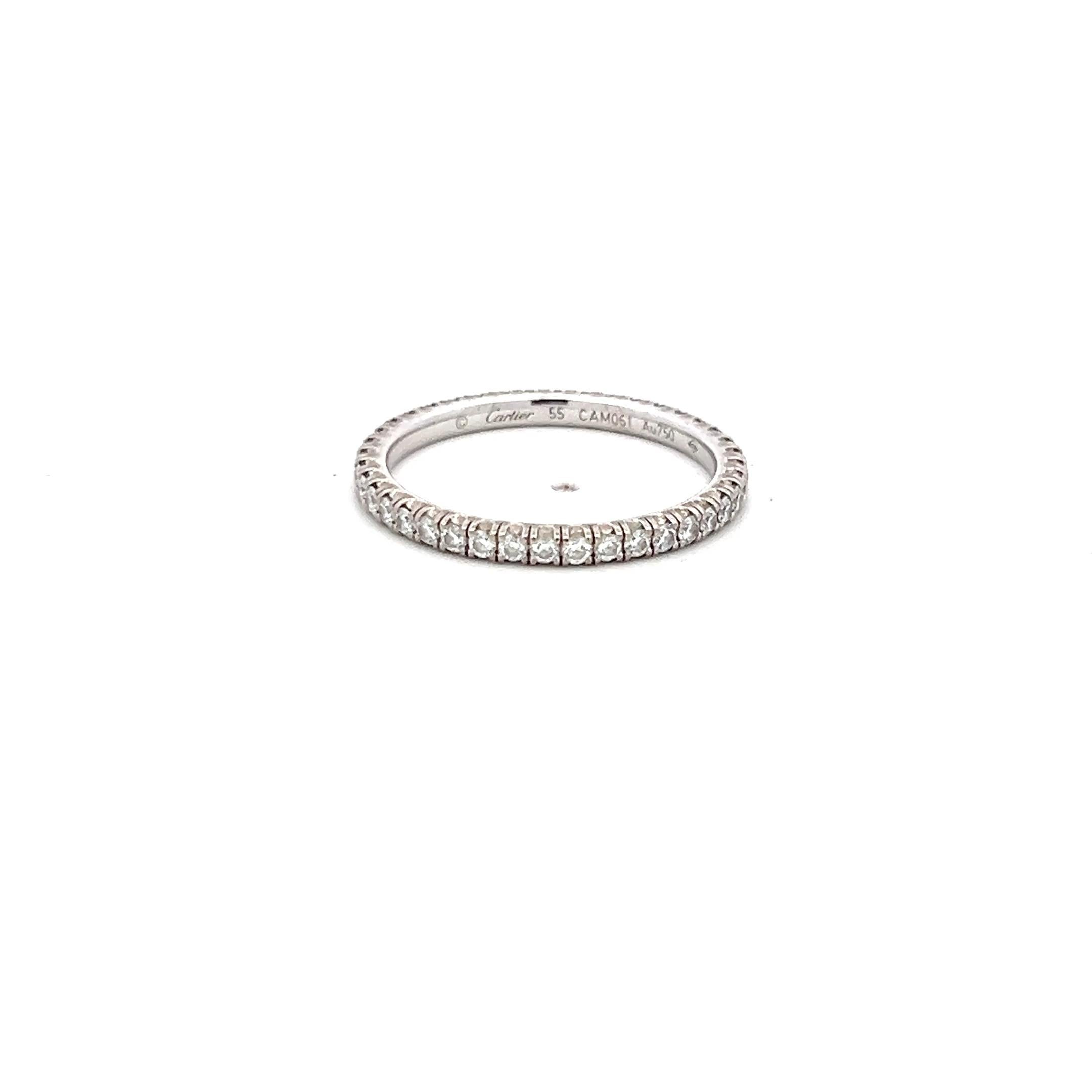 De las mujeres Anillo de boda Cartier de oro blanco de 18 quilates con diamante brillante redondo de 0,47 quilates en venta
